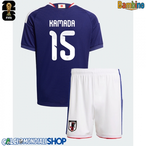 Maglie da calcio Giappone Daichi Kamada #15 Prima Maglia Bambino Mondiali 2026  Manica Corta (+ Pantaloni corti)